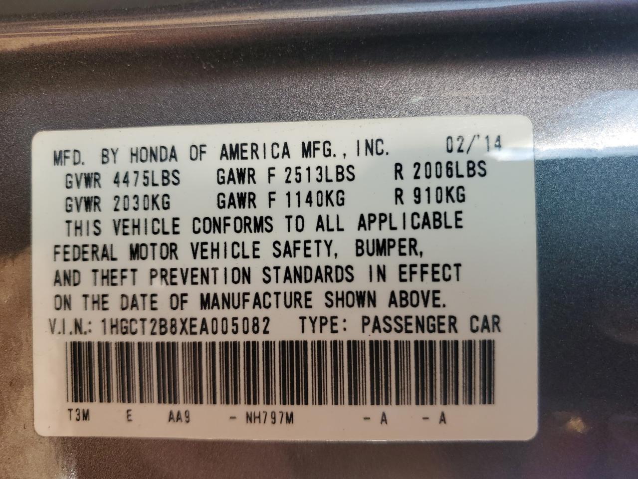 2014 HONDA ACCORD
