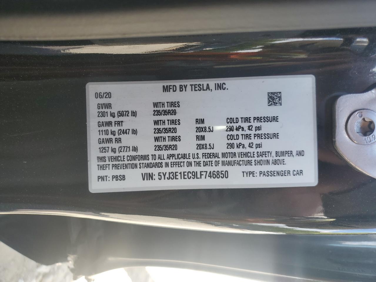 2020 TESLA MODEL 3