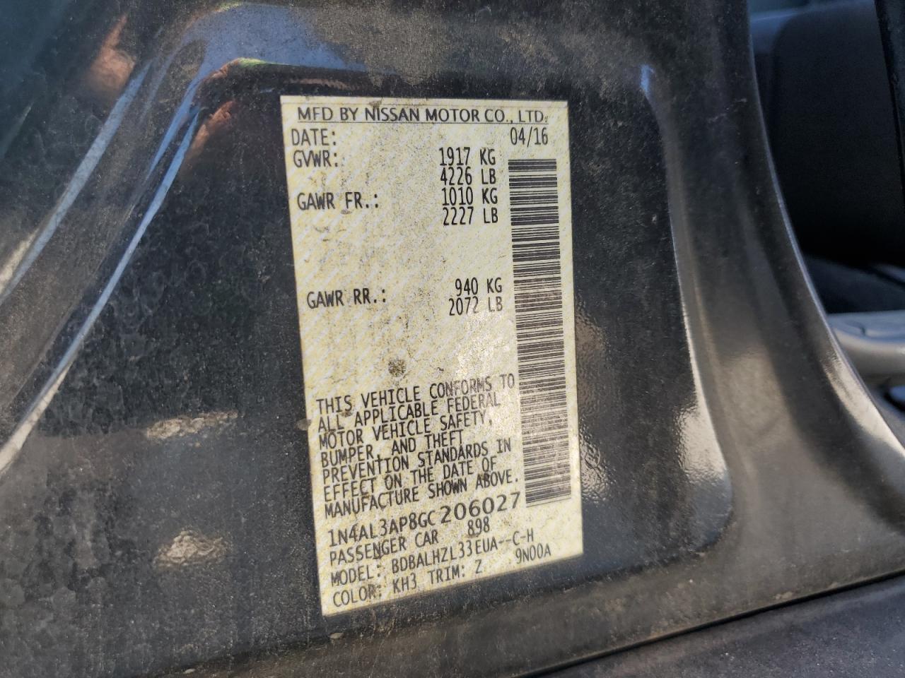 2016 NISSAN ALTIMA