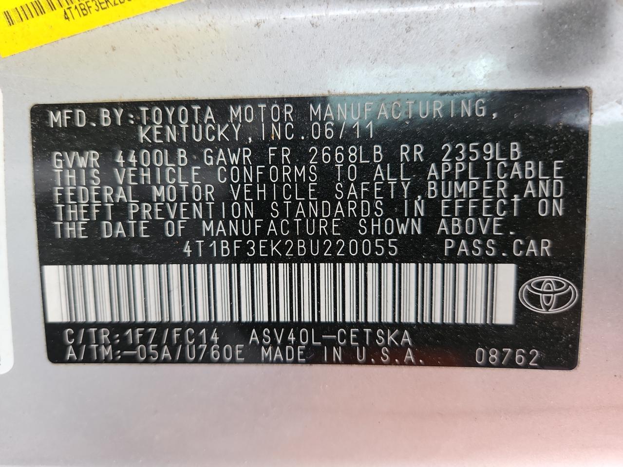 2011 TOYOTA CAMRY