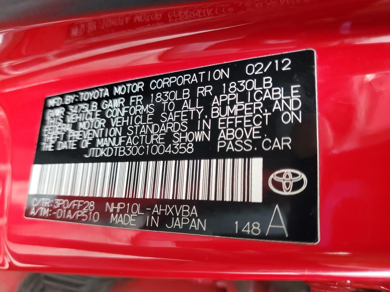 2012 TOYOTA Prius c