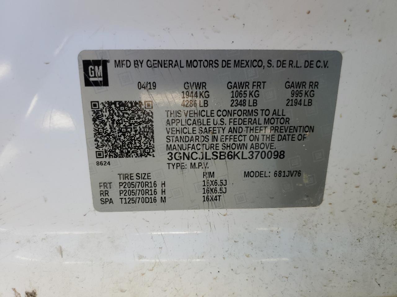 2019 CHEVROLET TRAX