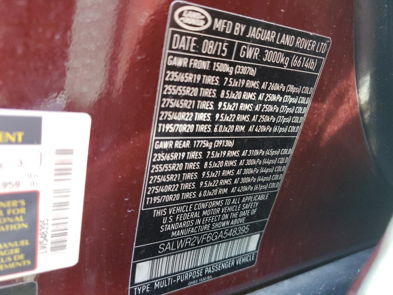 2016 LAND ROVER Range Rover Sport