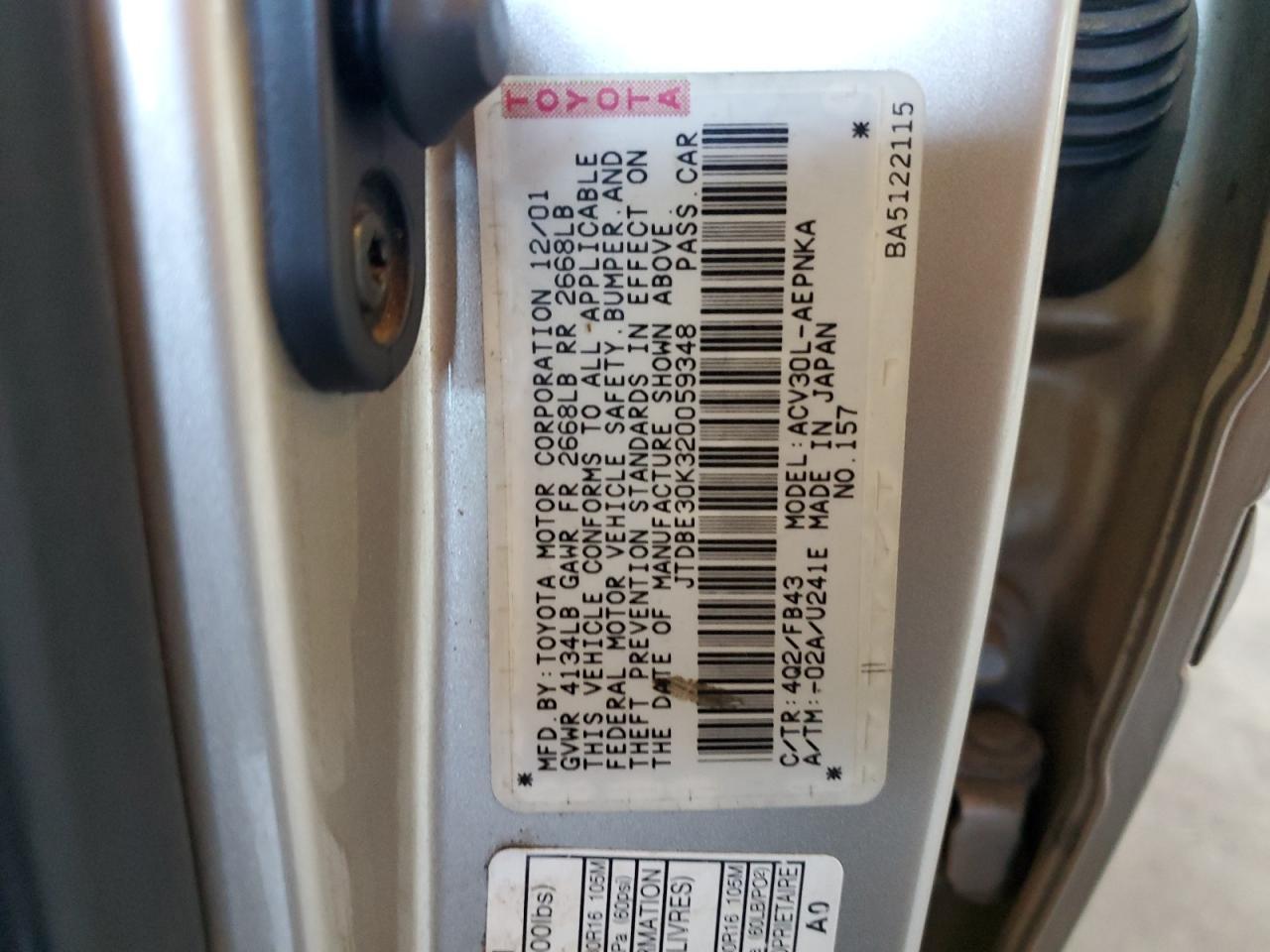 2002 TOYOTA CAMRY