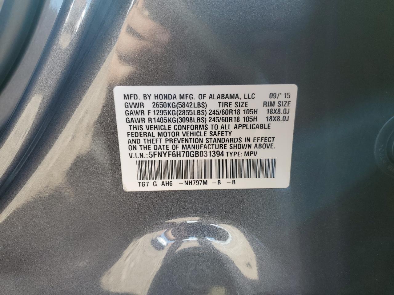 2016 HONDA PILOT
