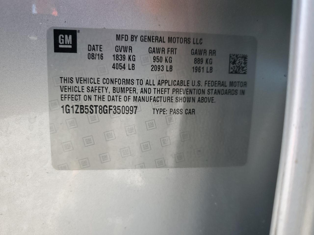 2016 CHEVROLET MALIBU