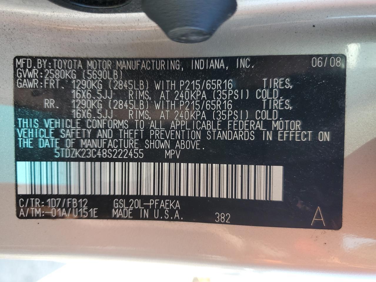 2008 TOYOTA SIENNA