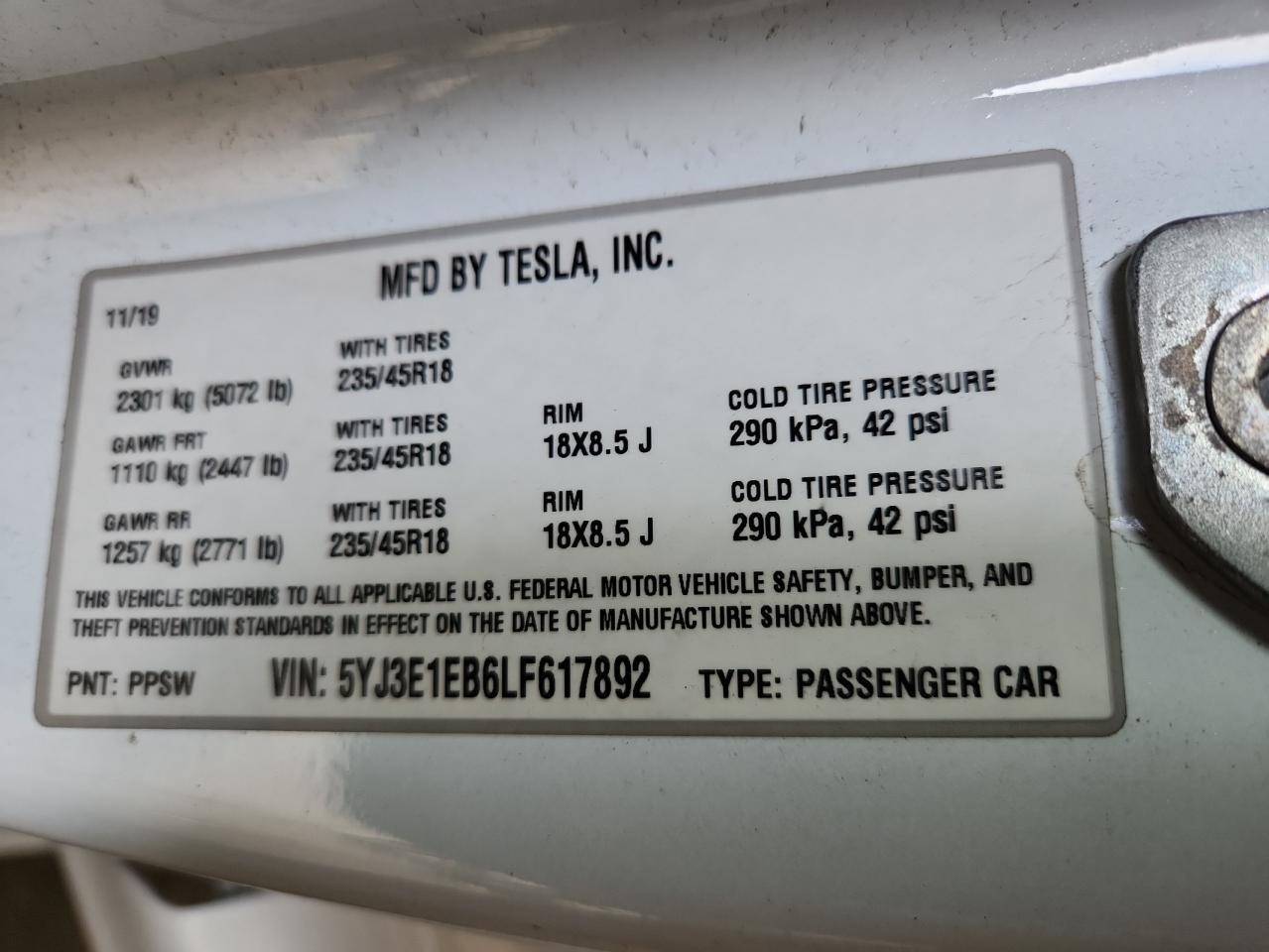 2020 TESLA MODEL 3