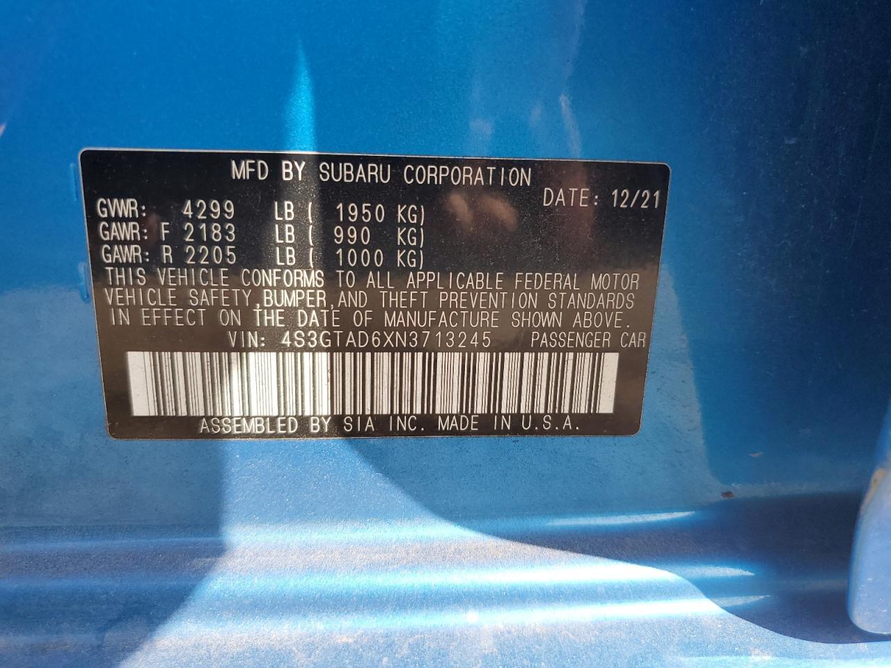 2022 SUBARU IMPREZA