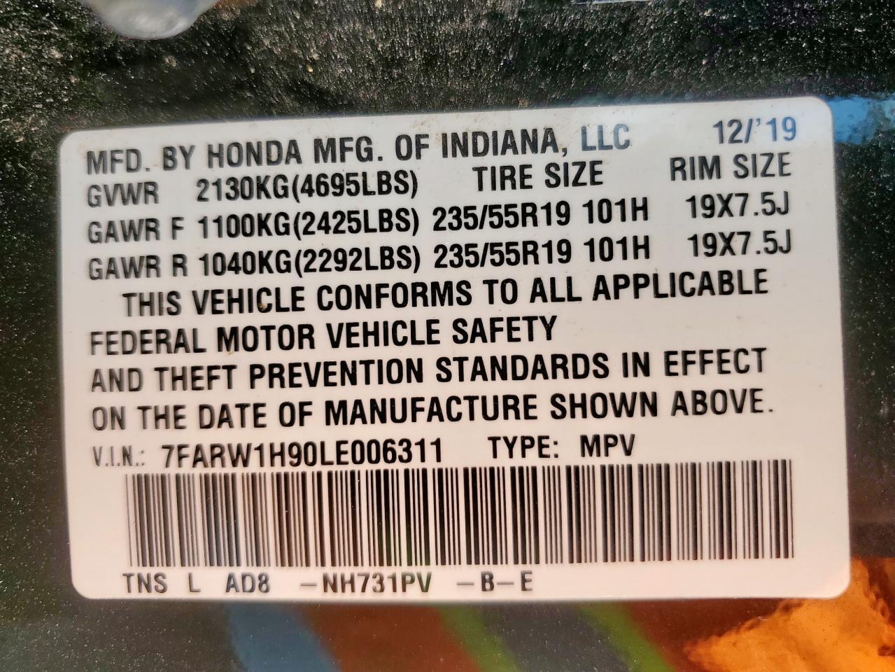 2020 HONDA CR-V