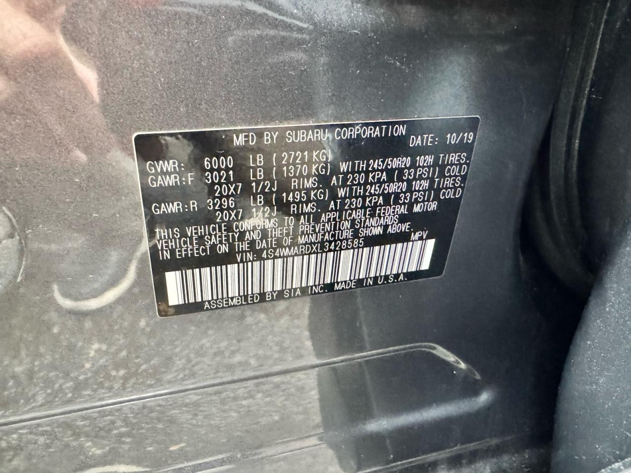 2020 SUBARU Ascent