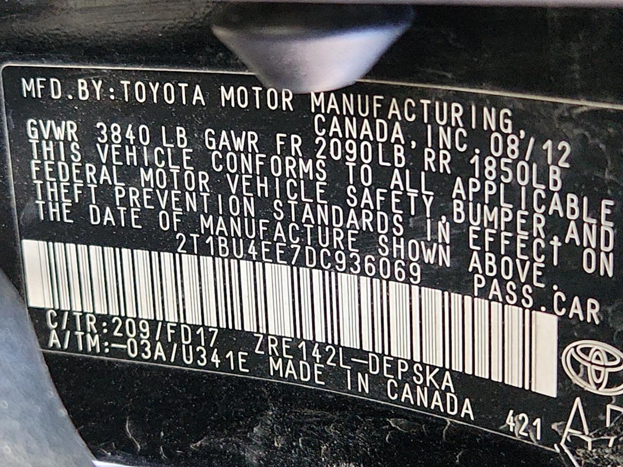 2013 TOYOTA COROLLA