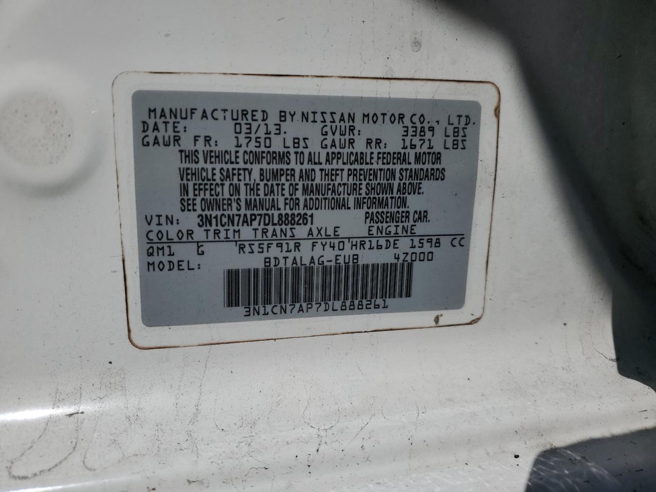 2013 NISSAN VERSA