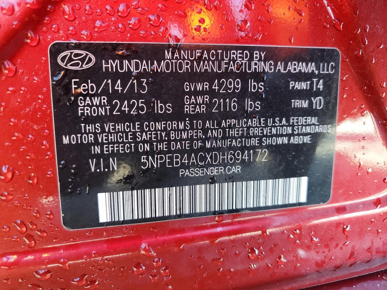 2013 HYUNDAI SONATA