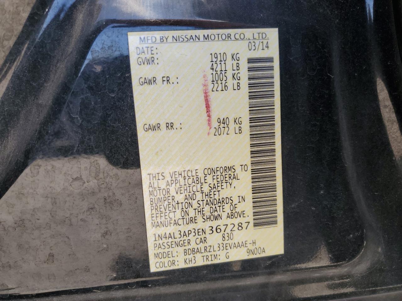 2014 NISSAN ALTIMA