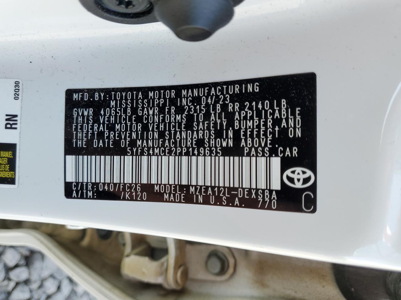 2023 TOYOTA COROLLA