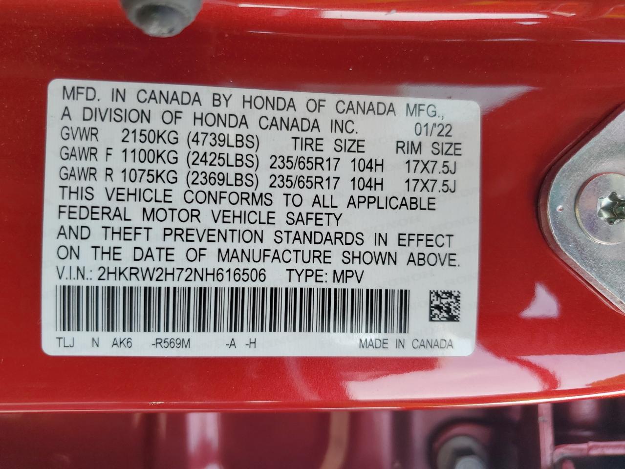2022 HONDA CR-V