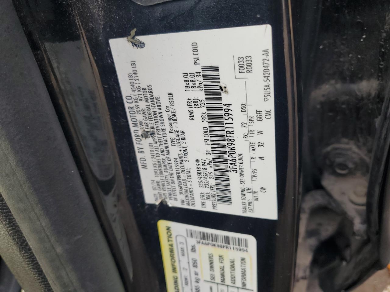 2015 FORD FUSION