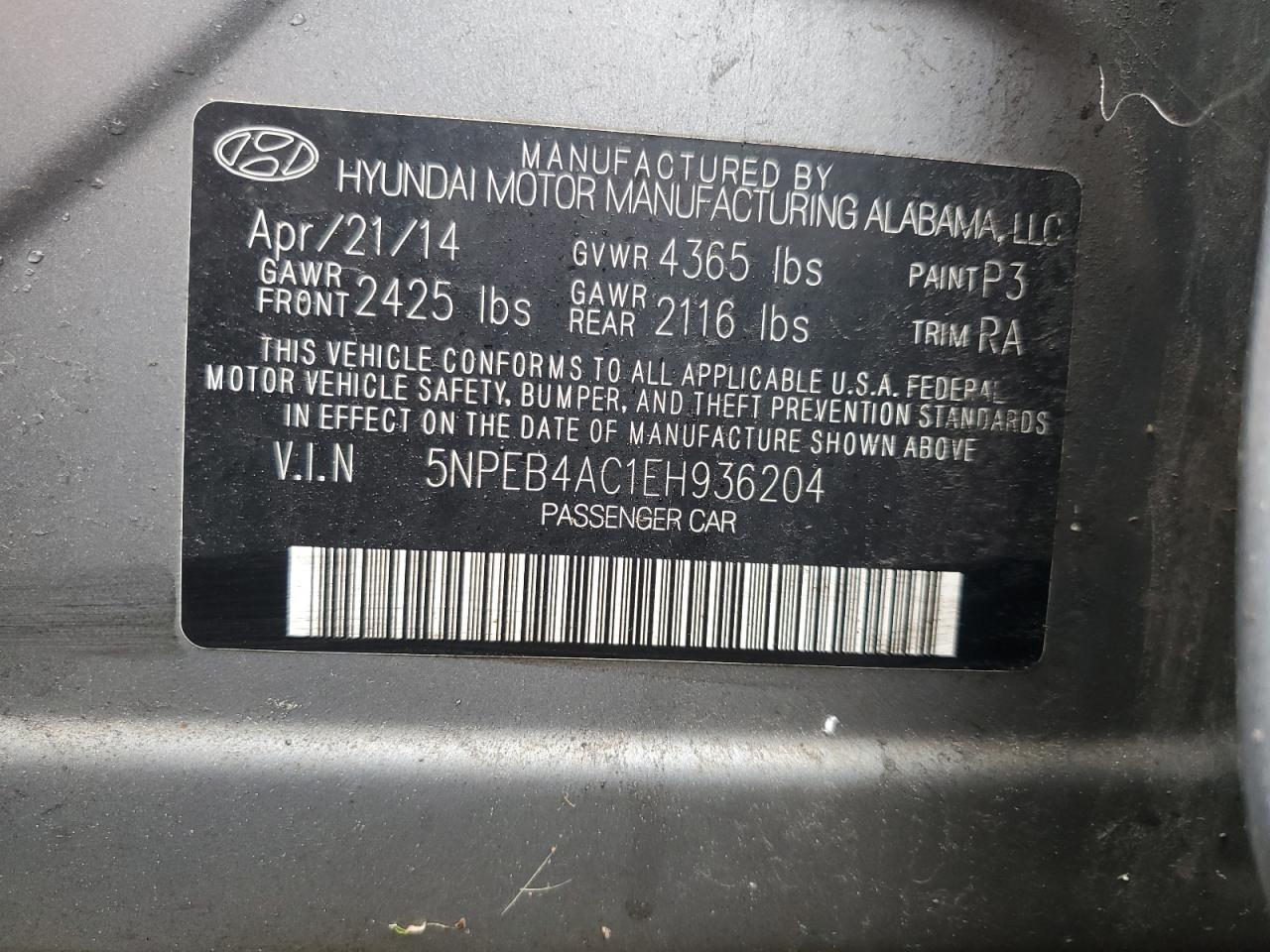 2014 HYUNDAI SONATA