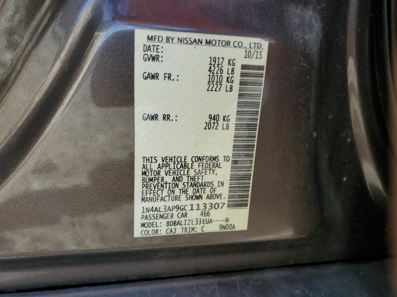 2016 NISSAN ALTIMA