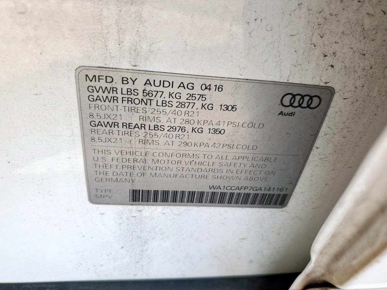 2016 AUDI SQ5