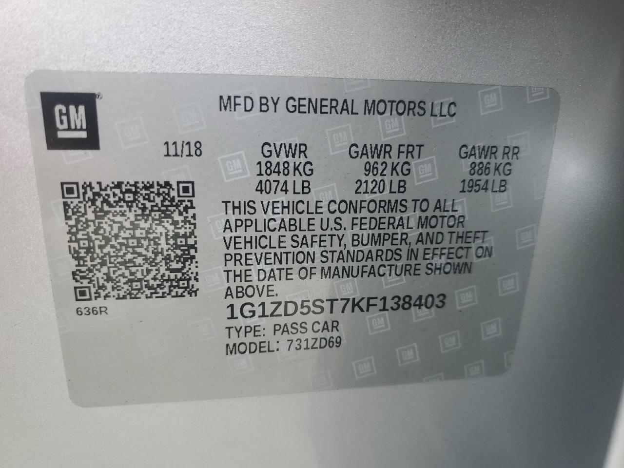 2019 CHEVROLET MALIBU