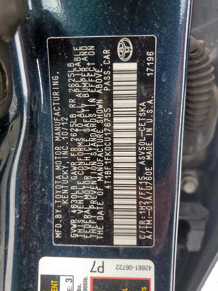 2012 TOYOTA CAMRY