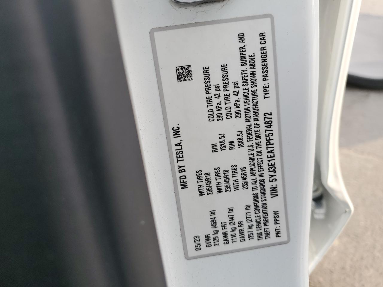 2023 TESLA MODEL 3