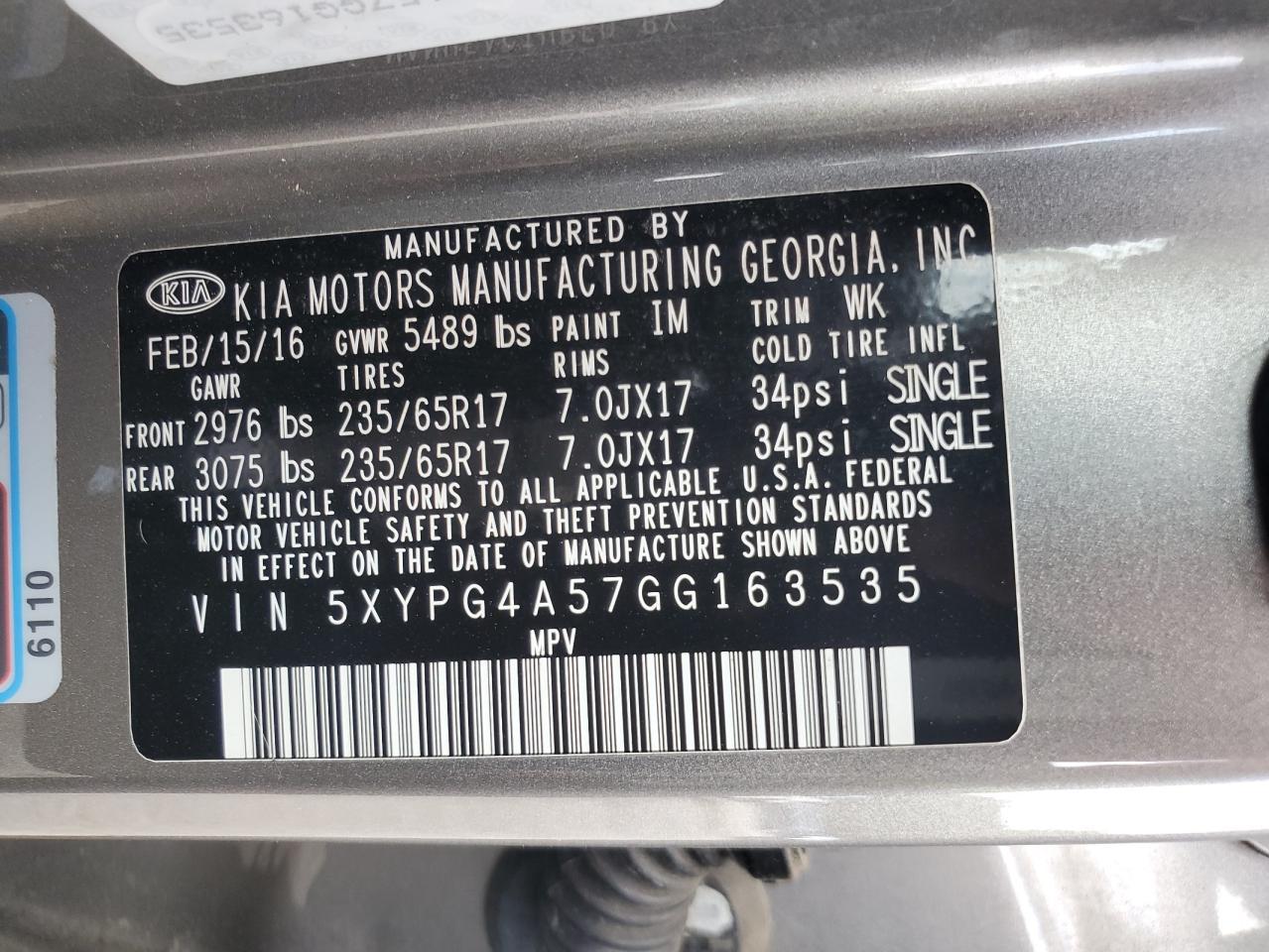 2016 KIA SORENTO