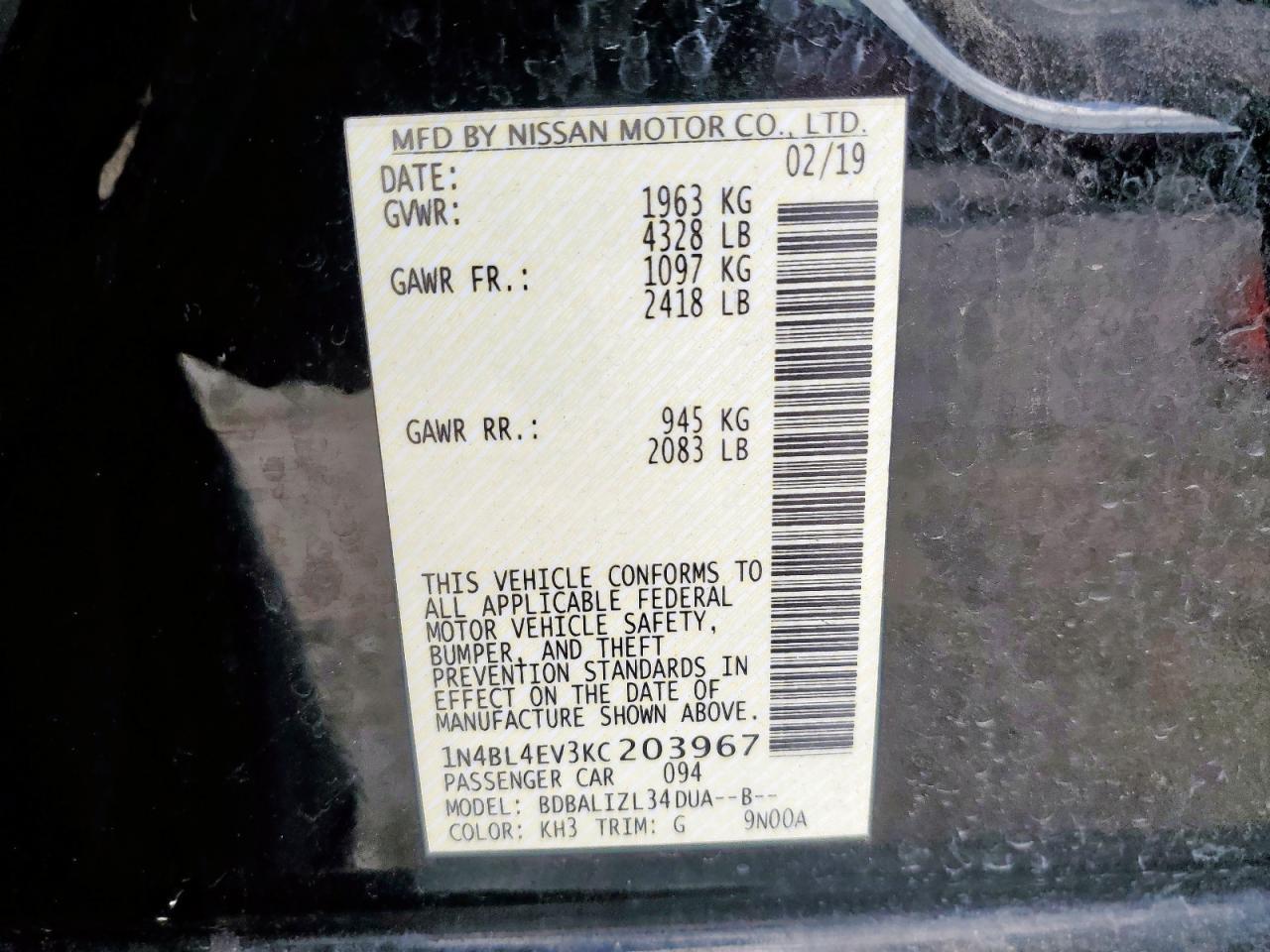 2019 NISSAN ALTIMA