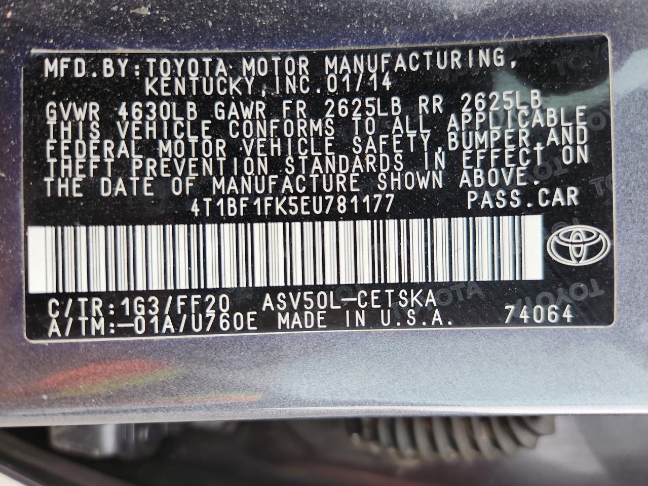 2014 TOYOTA CAMRY