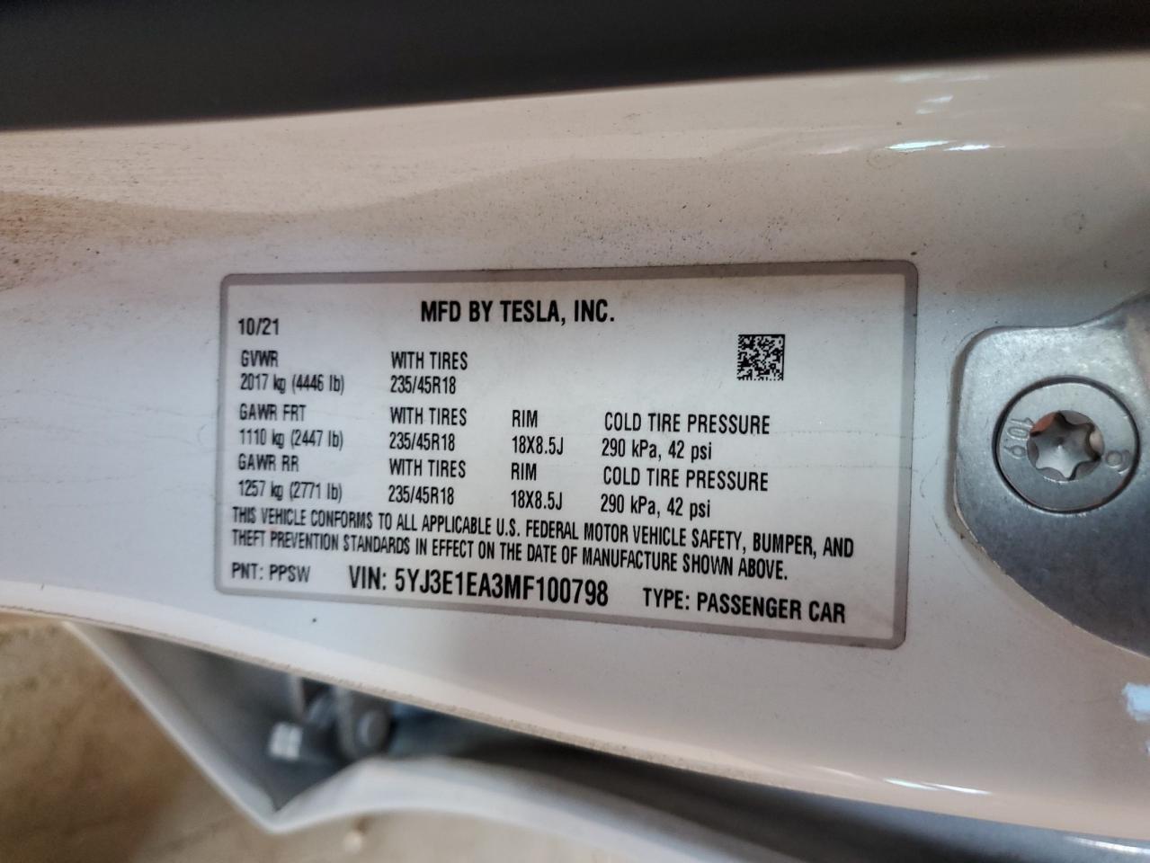 2021 TESLA MODEL 3