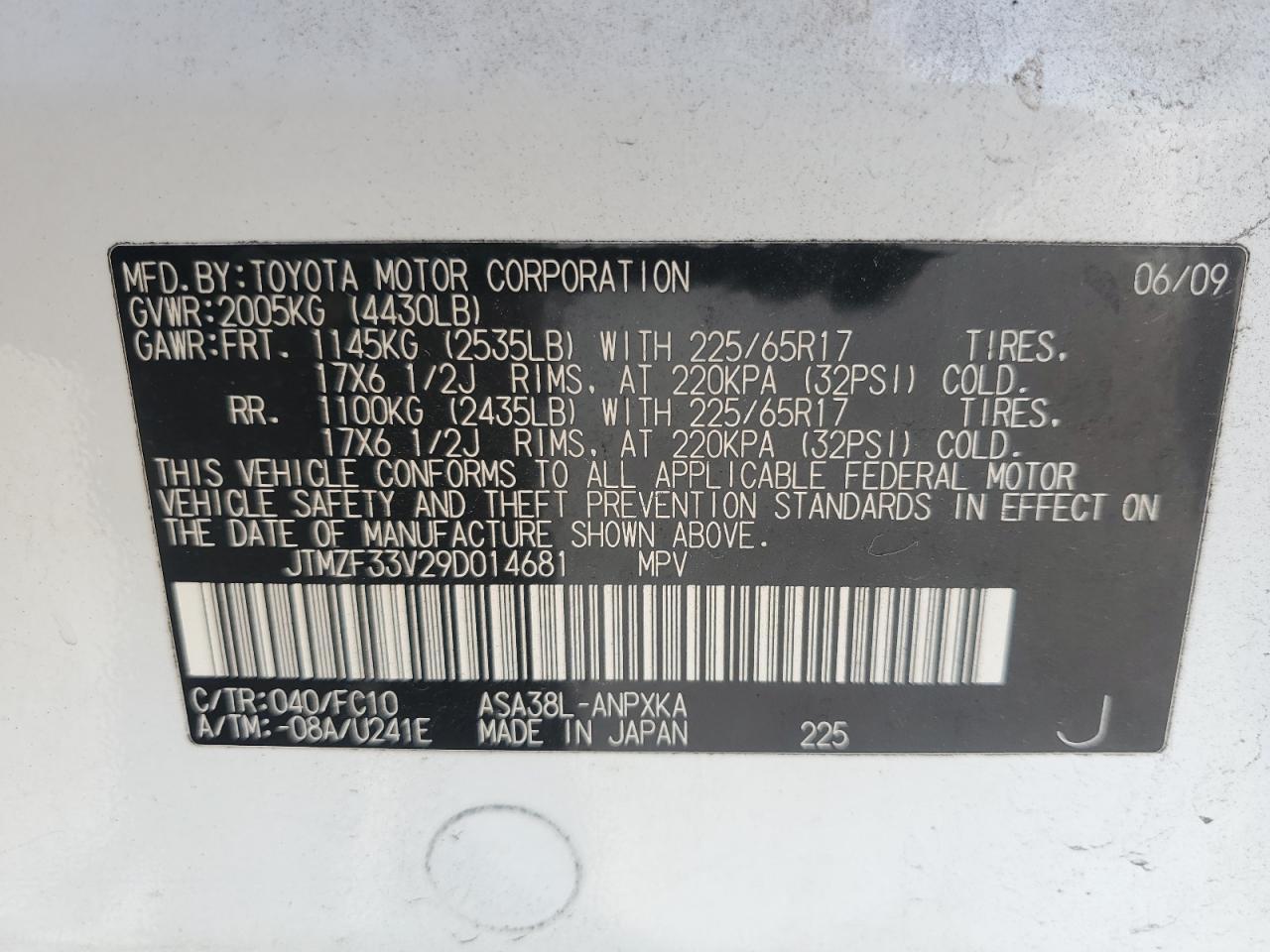 2009 TOYOTA RAV4