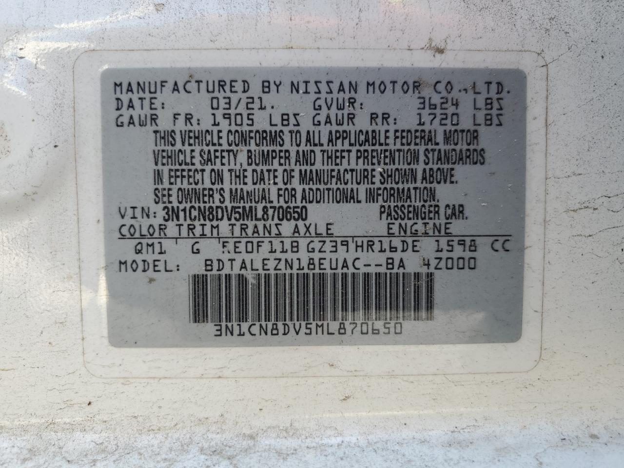 2021 NISSAN VERSA