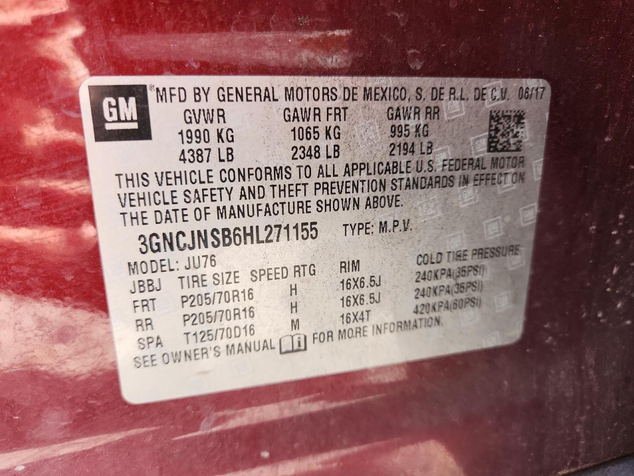 2017 CHEVROLET TRAX