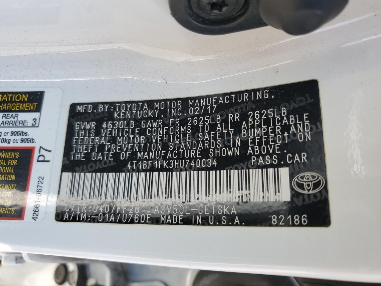 2017 TOYOTA CAMRY