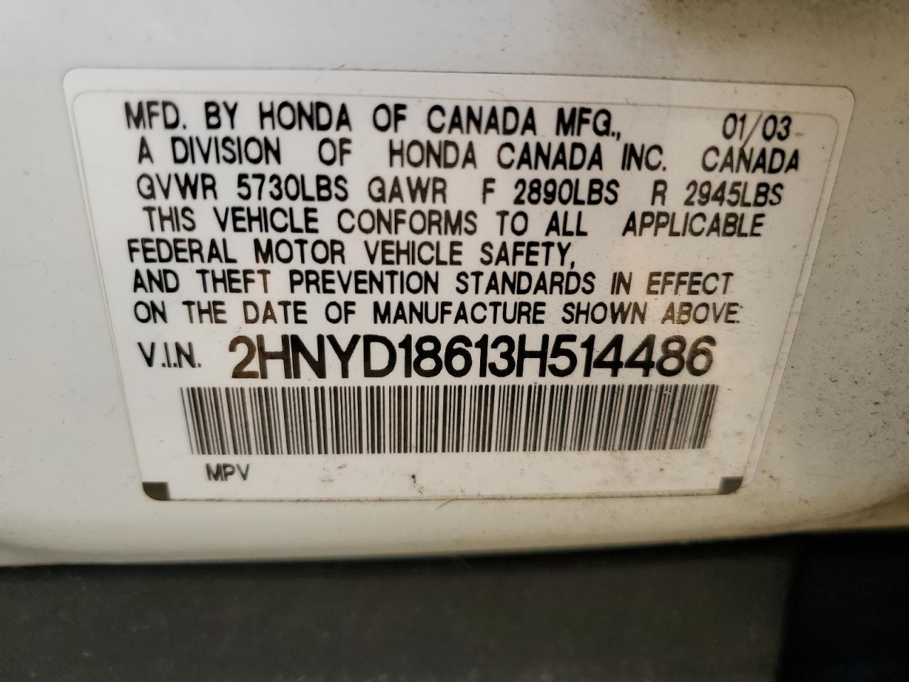 2003 ACURA MDX