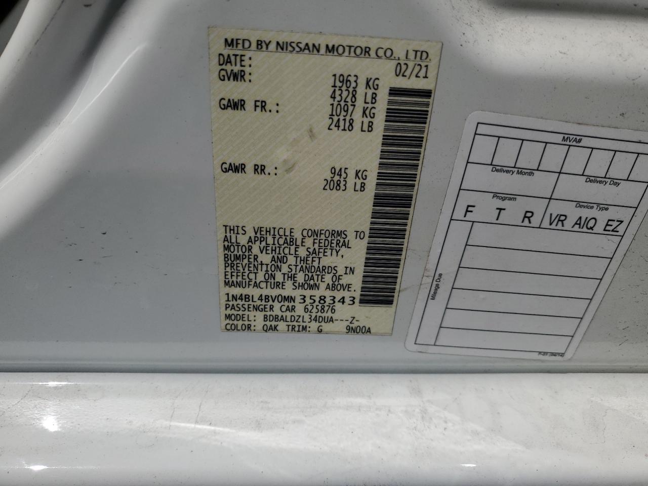 2021 NISSAN ALTIMA