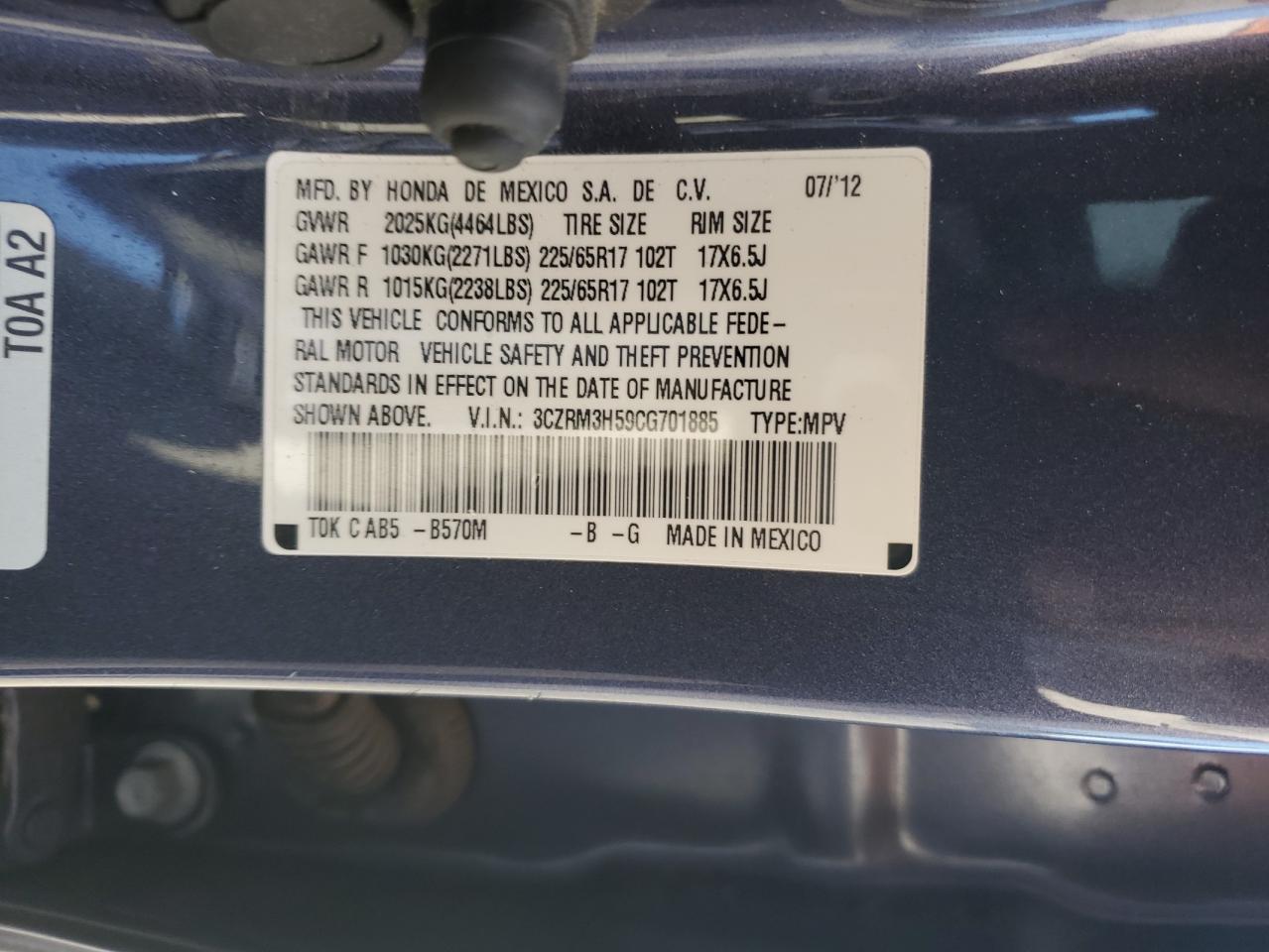 2012 HONDA CR-V