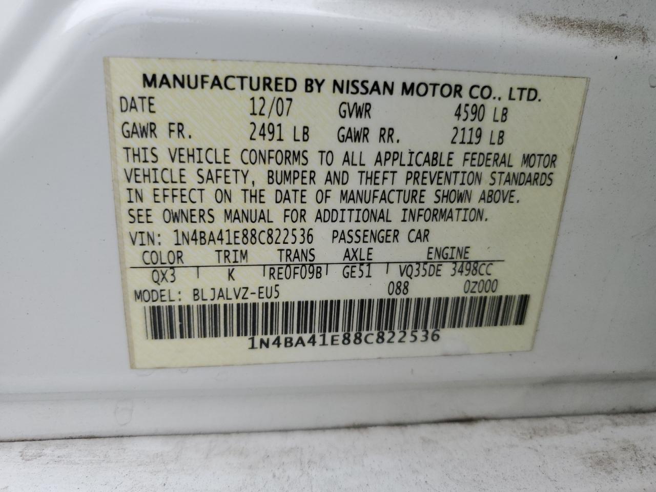 2008 NISSAN Maxima