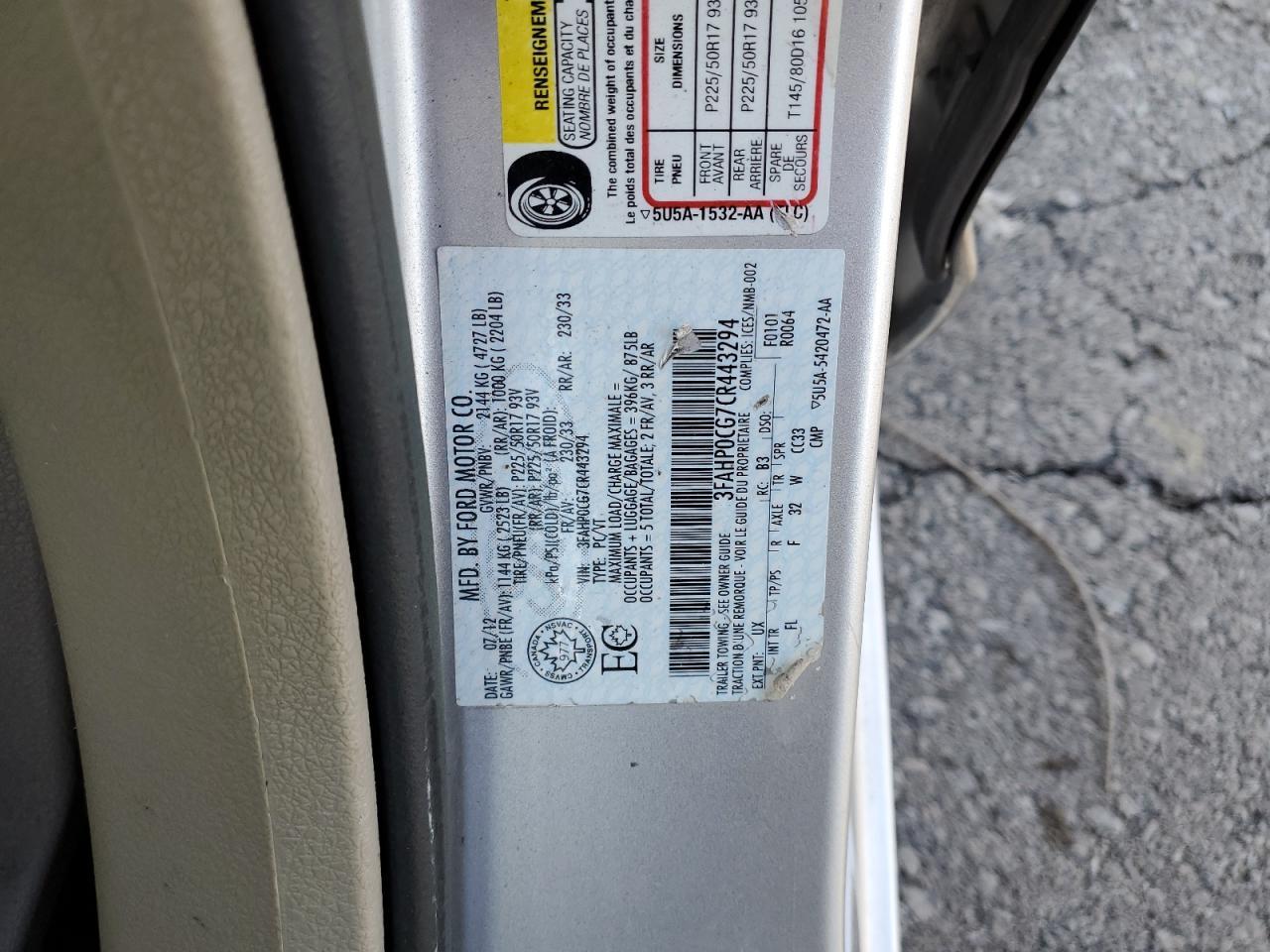 2012 FORD FUSION