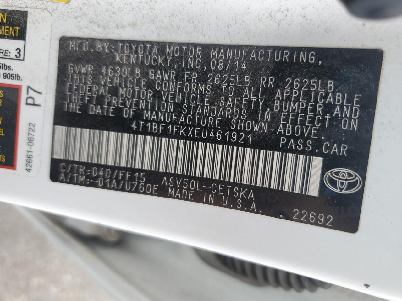 2014 TOYOTA CAMRY