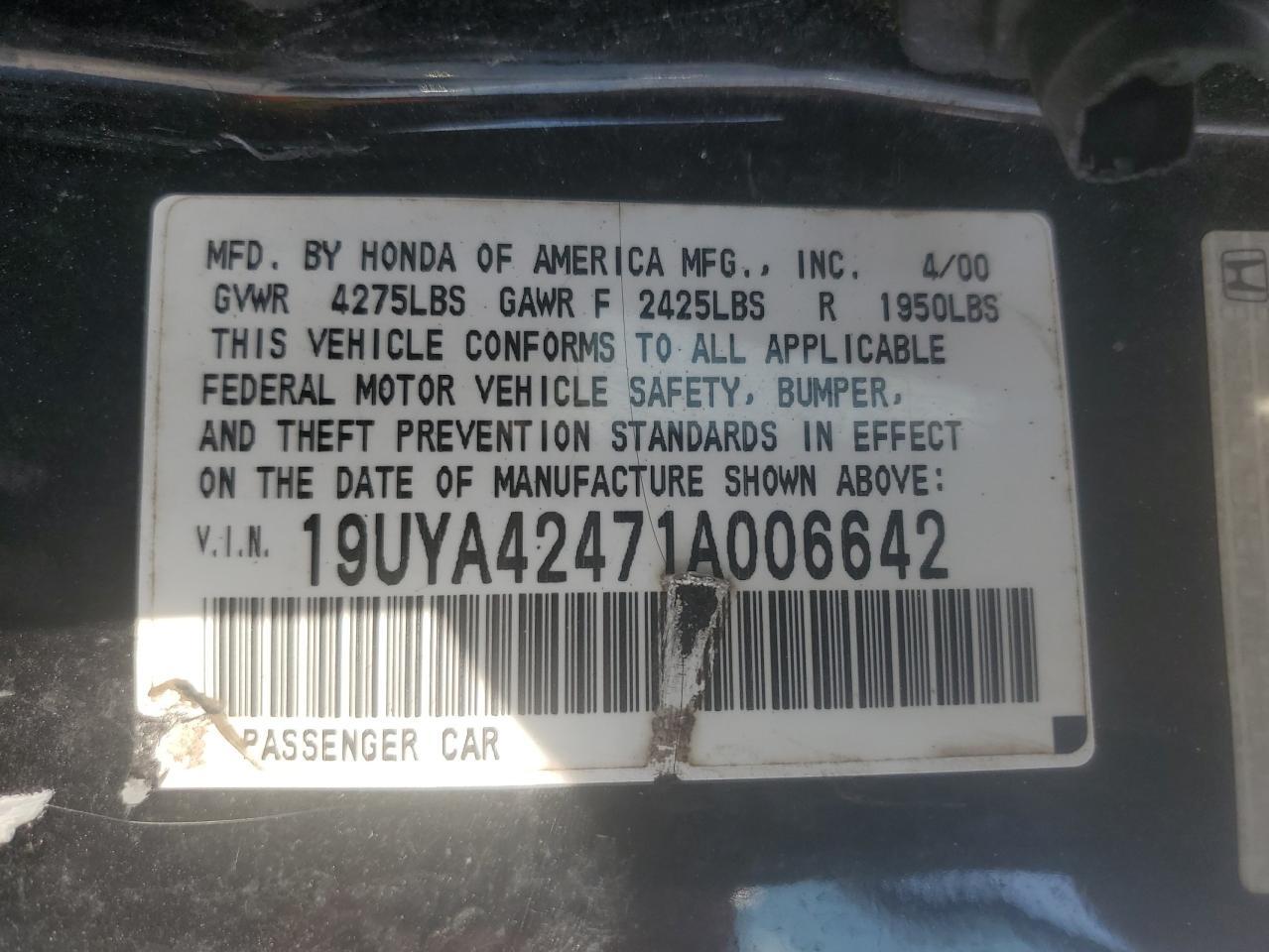 2001 ACURA CL