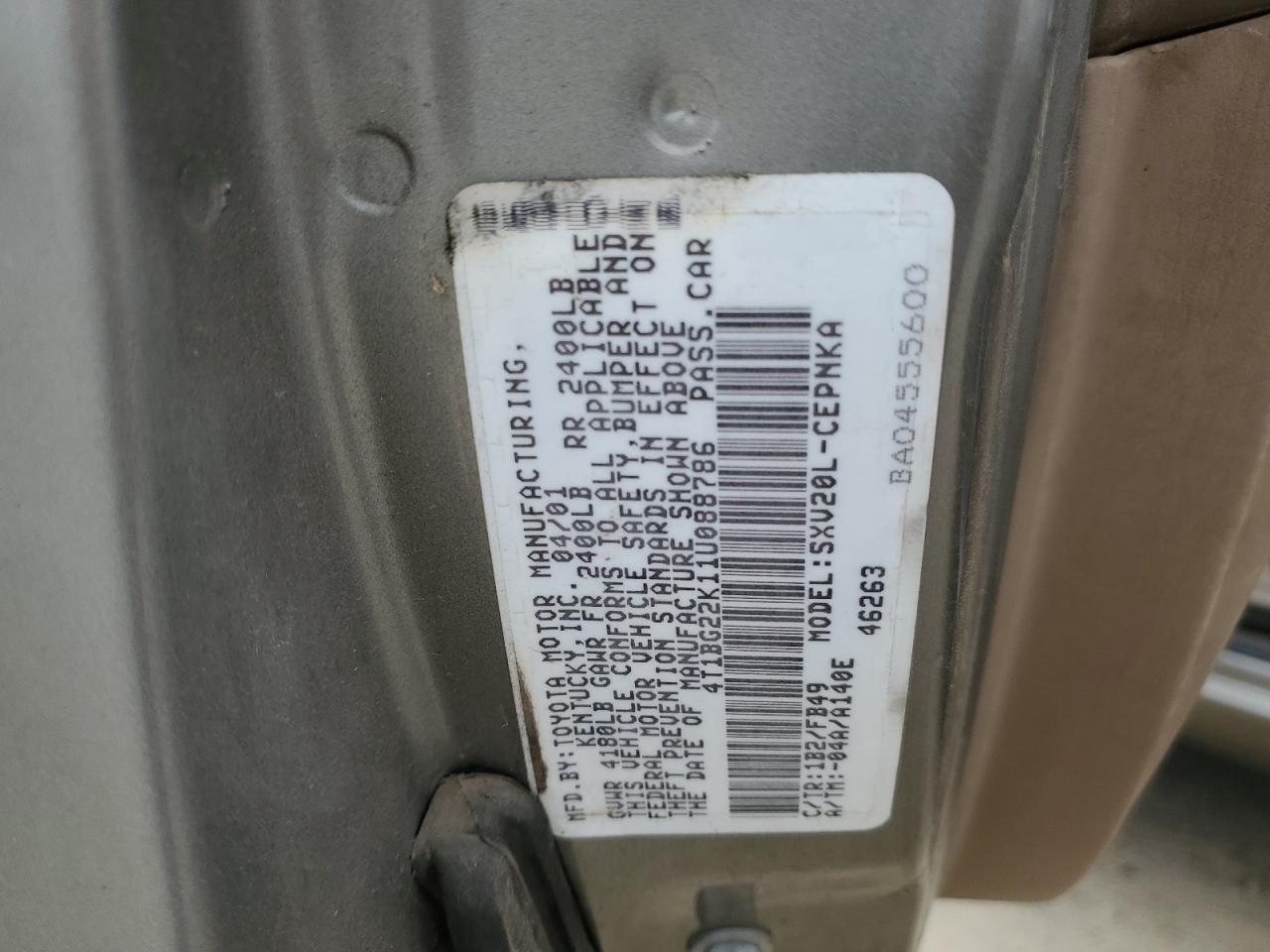 2001 TOYOTA CAMRY