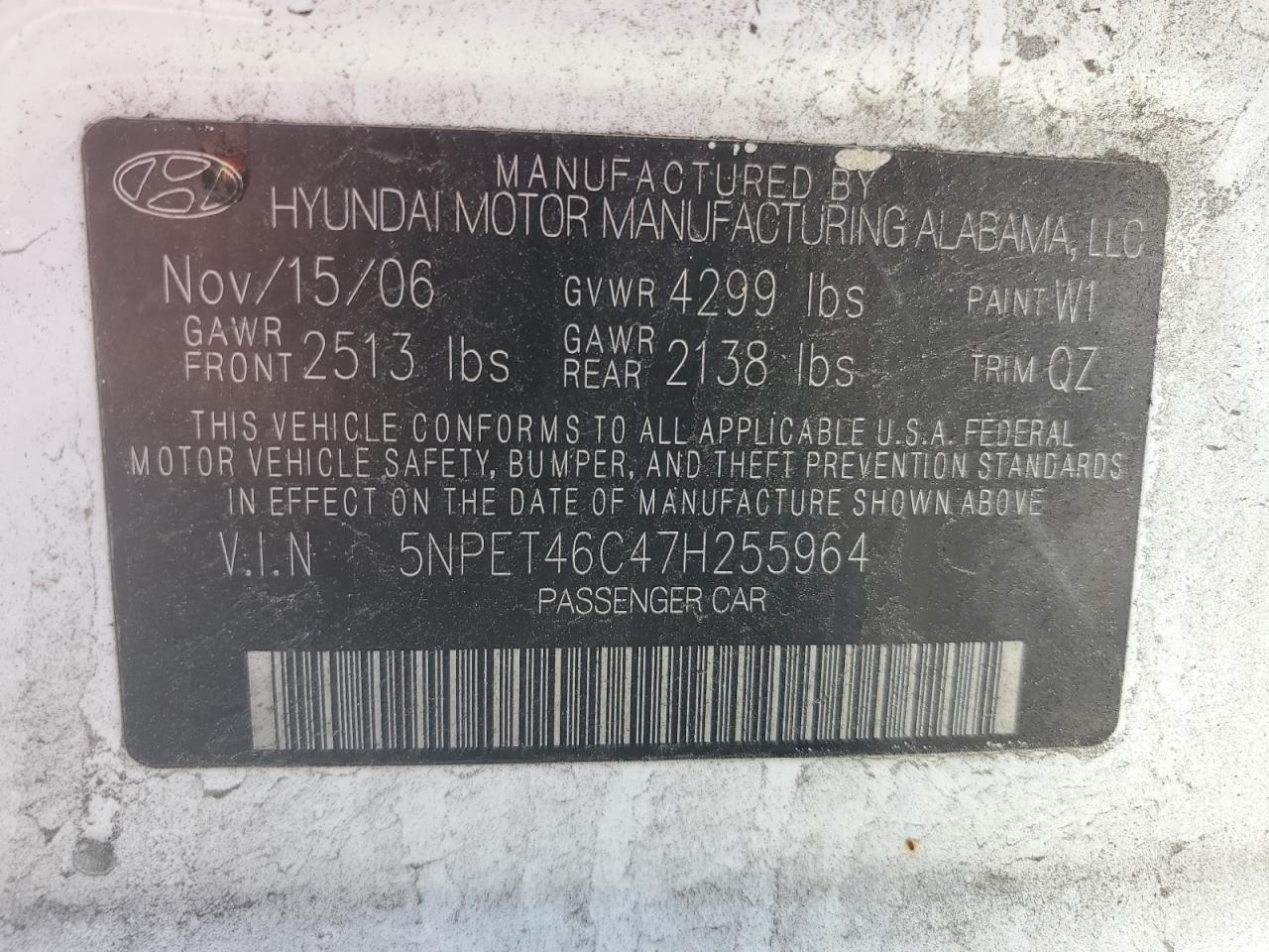 2007 HYUNDAI SONATA