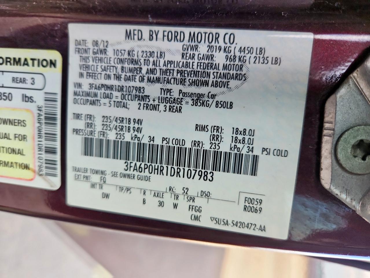 2013 FORD FUSION
