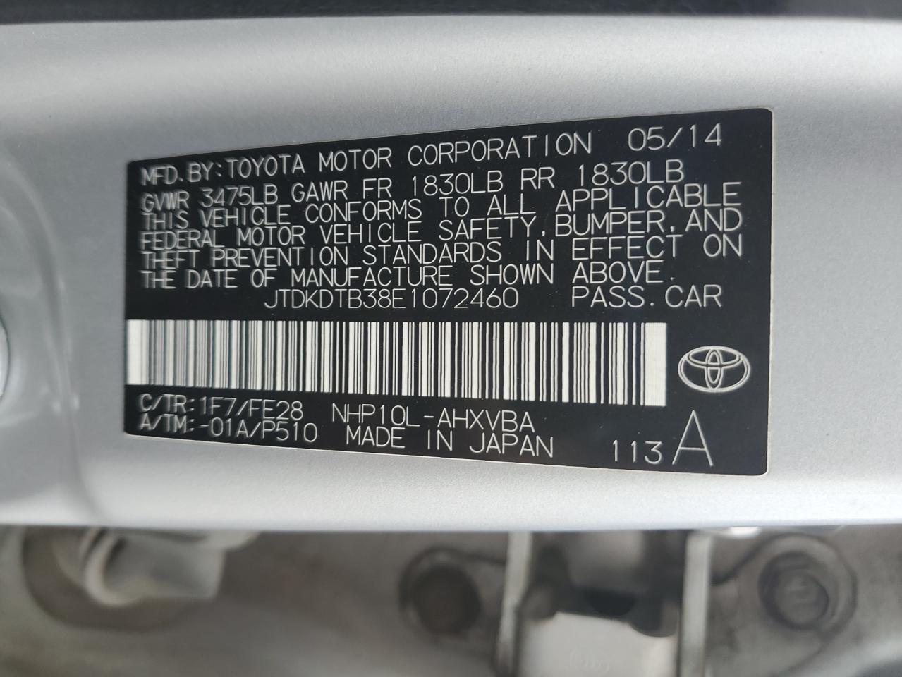 2014 TOYOTA Prius c