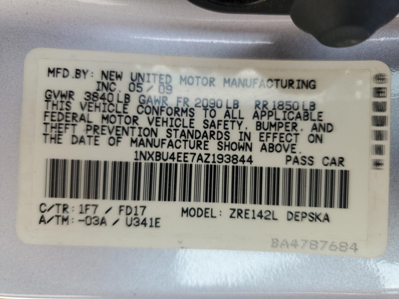 2010 TOYOTA COROLLA