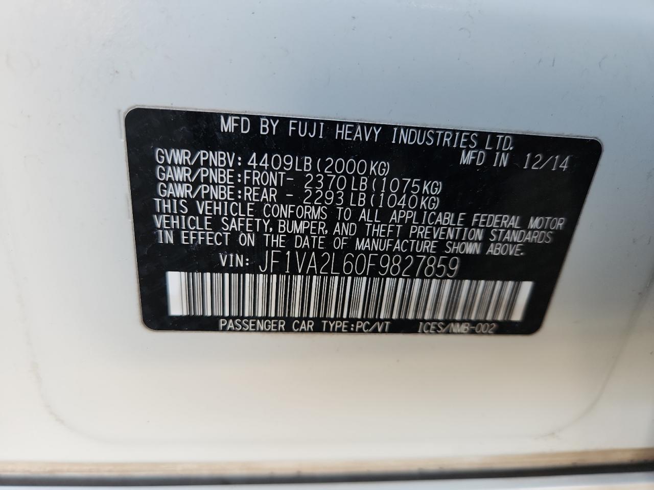 2015 SUBARU WRX