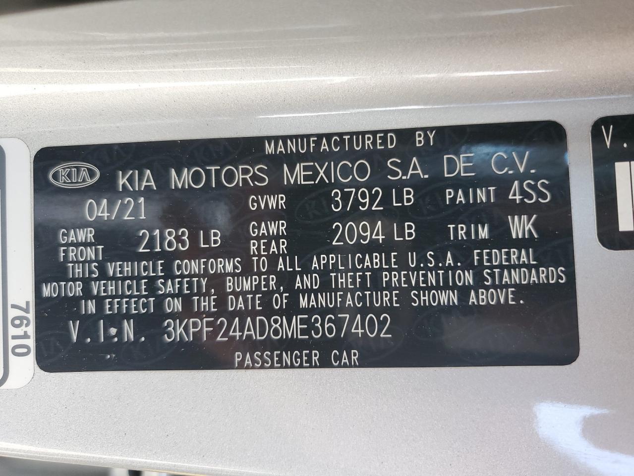 2021 KIA FORTE